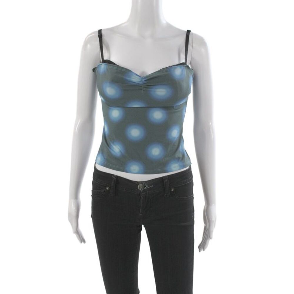 Miaou Women Blue Polka Dot Nylon Sweetheart Camisole Sleeveless Size S
